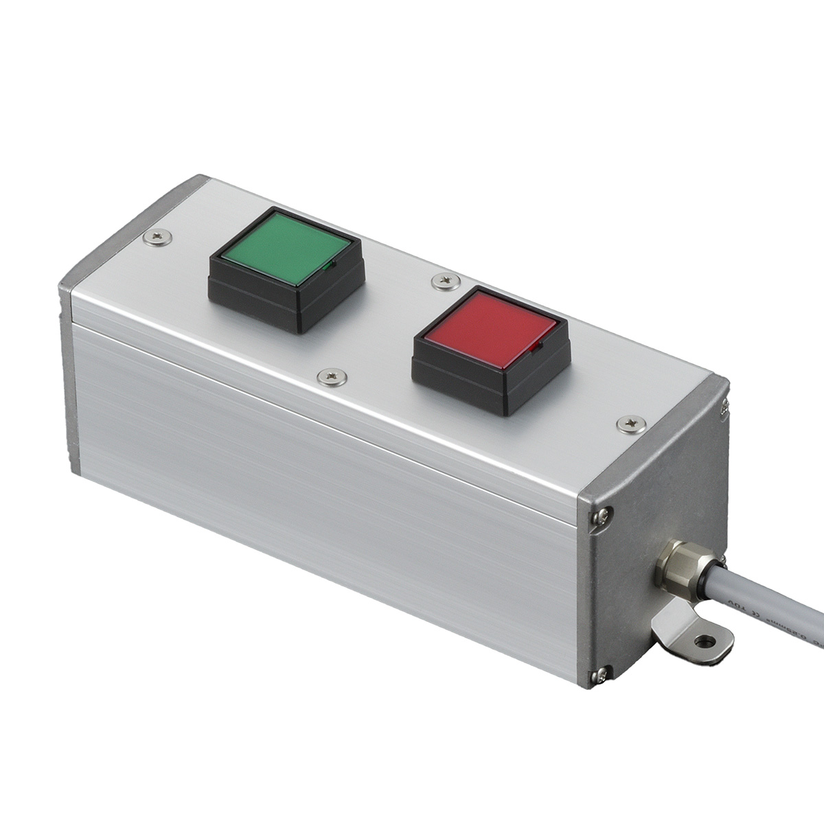 SBOX-62x60(F)-照光式押ボタン（角形）2点/IDEC製付-3m配線済