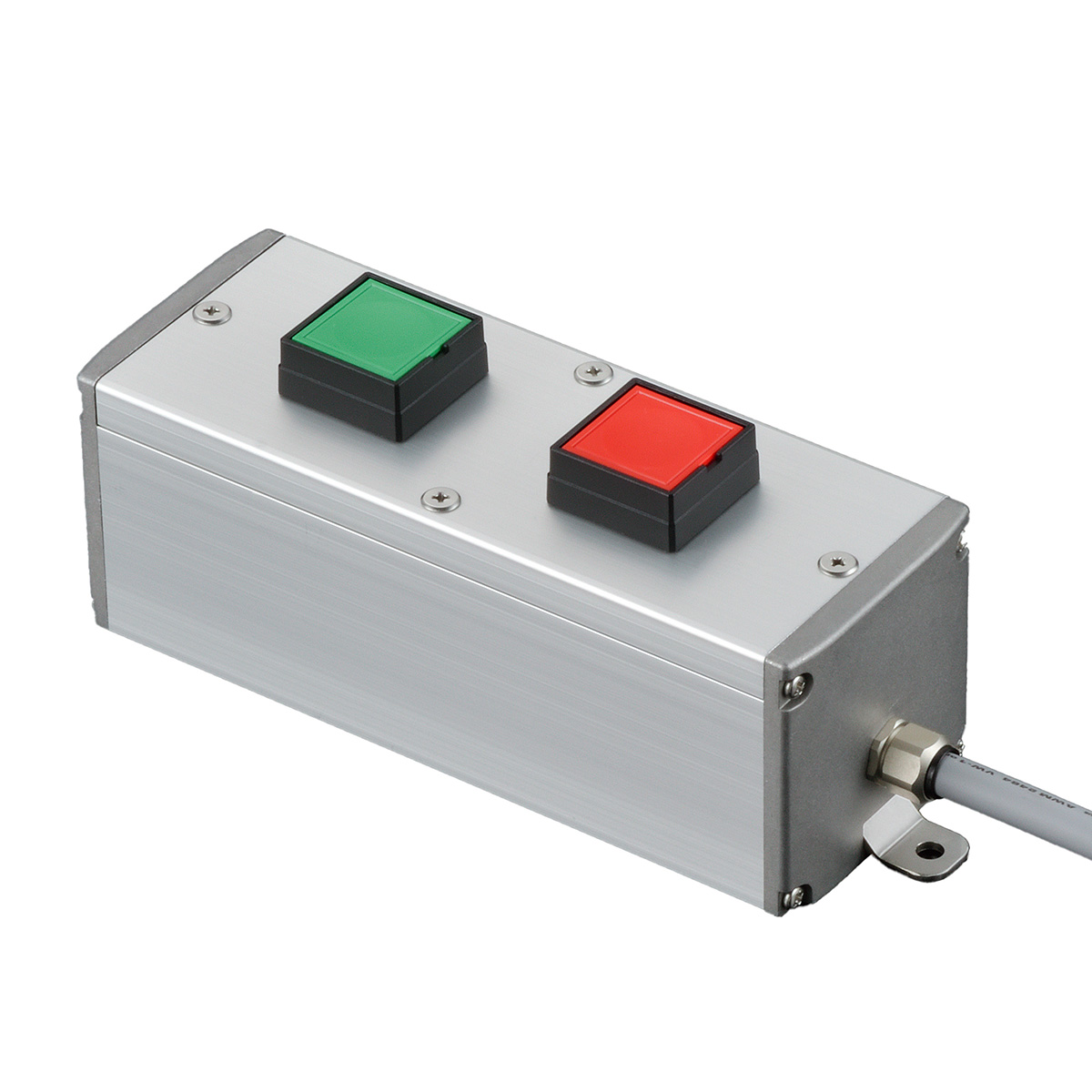 SBOX-62x60(F)-押ボタン（角形）2点/IDEC製付-3m配線済