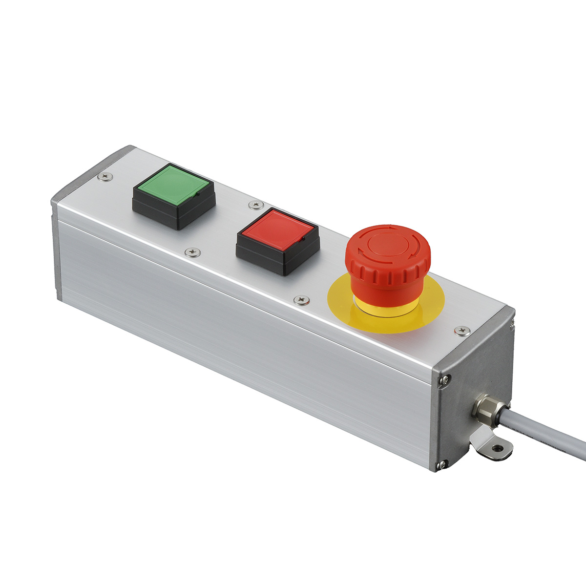 SBOX-62x60(F)-非常停止+押ボタン2点/IDEC製付-3m配線済