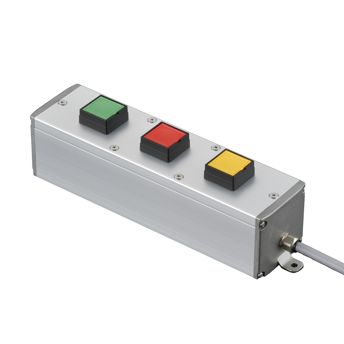 SBOX-62x60(F)-押ボタン（角形）3点/IDEC製付-3m配線済
